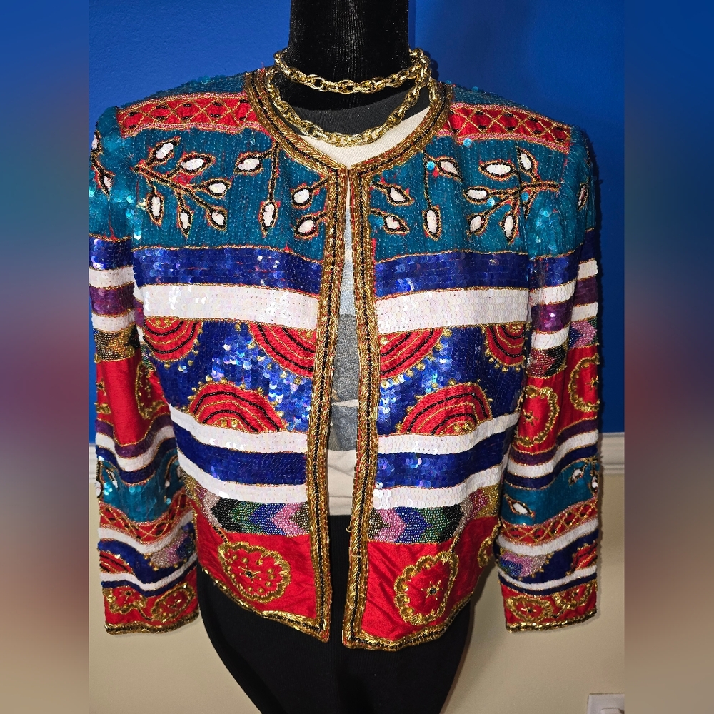 Vintage beaded crop jacket